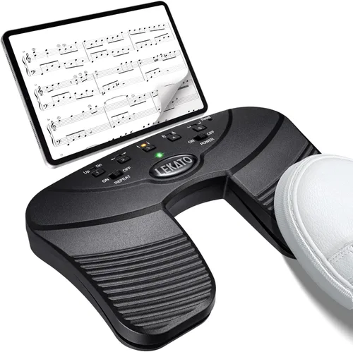 Vista 10 de LEKATO Girador de páginas inalámbrico Bluetooth para iPad, tabletas, teléfonos Android e iOS, pedal silencioso USB iPad para músicos, control