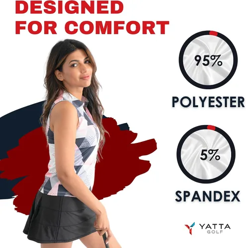 Vista 27 de YATTA GOLF Polo de golf sin mangas para mujer, absorbe la humedad, cuello en V, para golf, entrenamiento, golf