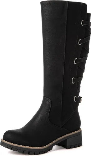 Vista 11 de GLOBALWIN Botas de moda con cordones en la espalda para mujer, altura hasta la rodilla, para otoño e invierno 22yy08 Negro