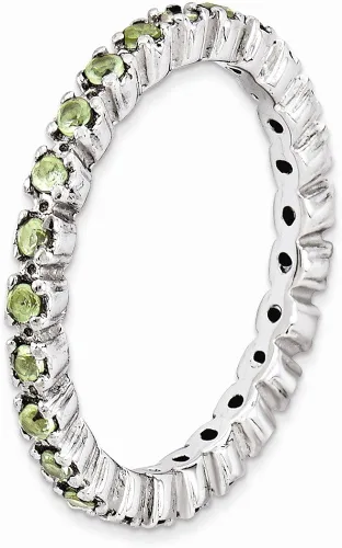 Vista 3 de Anillo de plata de ley 925 maciza apilable con piedra de agosto verde peridoto