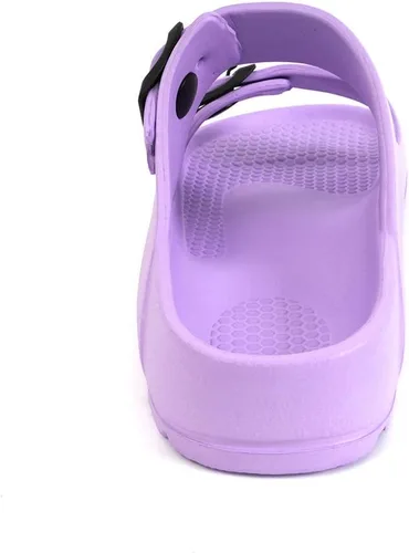 Vista 4 de FUNKYMONKEY - Sandalias planas cómodas para mujer, de etilvinilacetato, ajustables con hebilla doble
