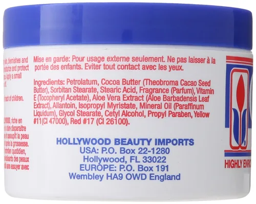 Vista 3 de Hollywood Beauty Crema para la piel de manteca de cacao con vitamina E altamente enriquecida que calma y suaviza la piel seca, manchas y estrías por