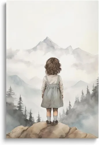 Vista 8 de Decoración de pared para cuarto de bebé, decoración de habitación de niño y aventura, arte de pared de montaña en acuarela para niños, decoración