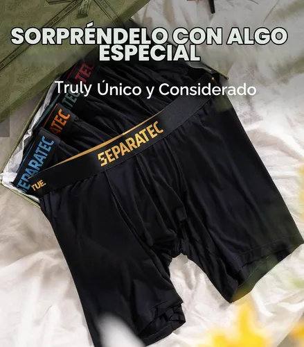 Vista 7 de Separatec Ropa Interior Masculina de Doble Bolsa Transpirable de Rayón Refrescante Hecha de Bambú, Calzoncillos Bóxer y Trunks Paquete de 7 Negro