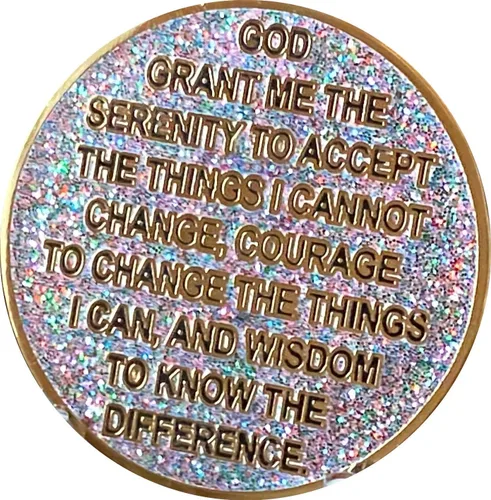 Vista 2 de 12 años AA Medallion Reflex Cumpleaños Funfetti Plata Glitter Gold Plated Color Chip