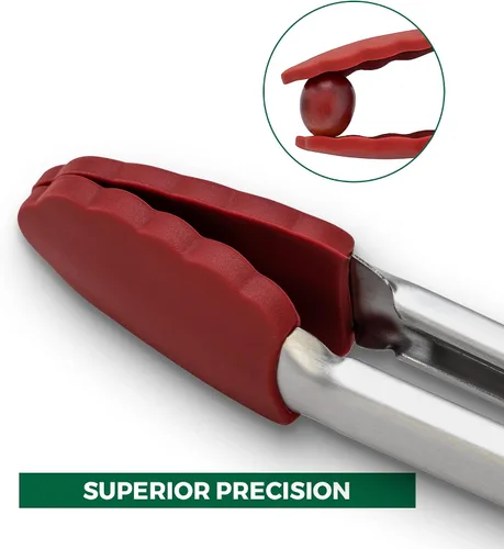 Vista 3 de Freshware Pinzas de cocina de acero inoxidable para cocinar con puntas de silicona, pinzas de silicona para asar a la parrilla, servir alimentos