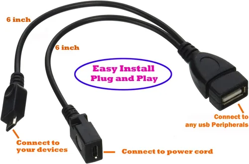 Vista 4 de 2-in-1 Micro USB to USB Adapter (OTG Cable + Power Cable) for Fire Stick, PlayStation Classic and More - 2 Pack