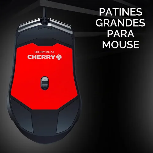 Vista 8 de Cherry Ratón para juegos con cable MC 2.1 con iluminación RGB con botones programables y perfiles de usuario. Cabe en tu mano. Diestro. Sensor Negro