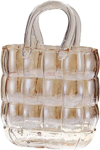 Vista 12 de Elegante jarrón de cristal para arreglos florales, diseño de bolso de boca ancha que mejora las bodas de granja, centros de mesa del hogar, Azul