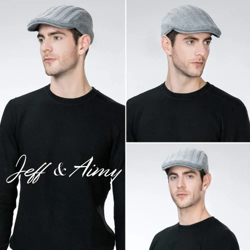 Vista 2 de Jeff & Aimy Gorro de lana para hombre con mezcla de lana, 22.4-24.0in