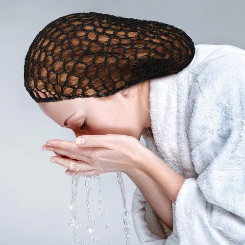 Vista 2 de Diadema para el cabello, 12 piezas de malla para el cabello, gorras de rayón para dormir, red de ganchillo para el cabello, adornos para el cabello