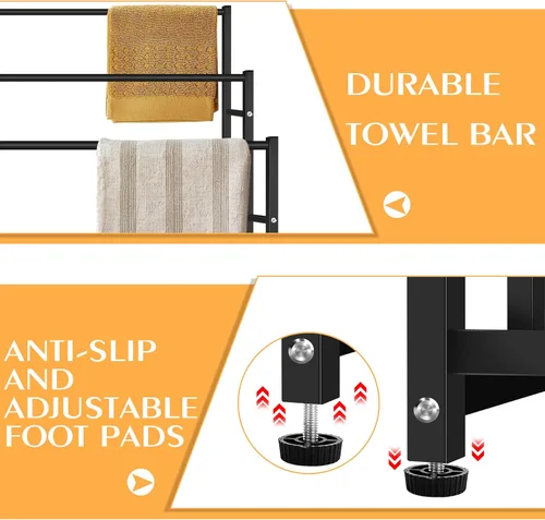 Vista 4 de Toalleros de pie de 47.6 pulgadas de alto y 3 niveles para toallas de piscina, para exteriores, de gran tamaño, para secar toallas de baño, valet