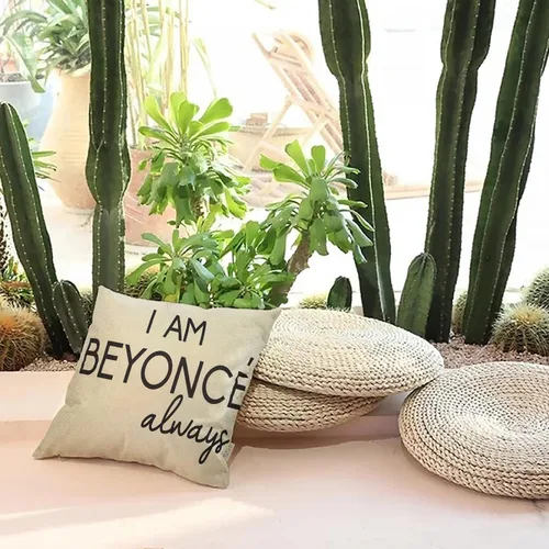 Vista 7 de Funda de cojín decorativa de lino y algodón con texto en inglés "I am Beyonce Always" (Soy Beyoncé Always) de Michael Scott, para el hogar