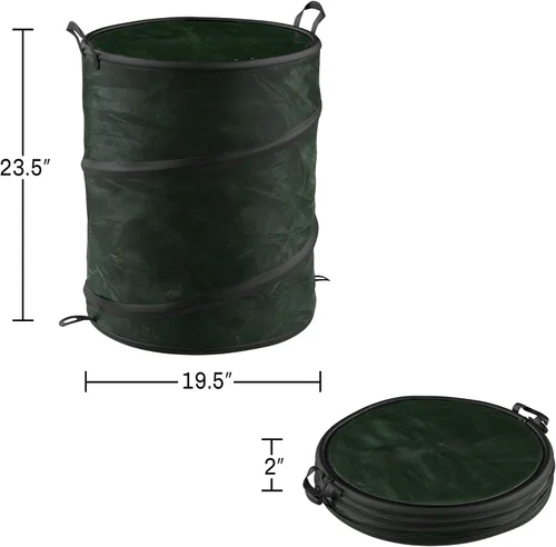 Vista 2 de Wakeman - Bote de basura plegable para exteriores, 29.5 galones, para fiestas, residuos de patio o lavandería, accesorios de campamento