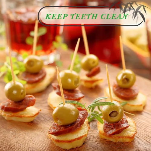 Vista 7 de Jerify 3000 palillos de madera de bambú, redondos, de doble cara, con caja de almacenamiento de plástico transparente para aperitivos, alimentos