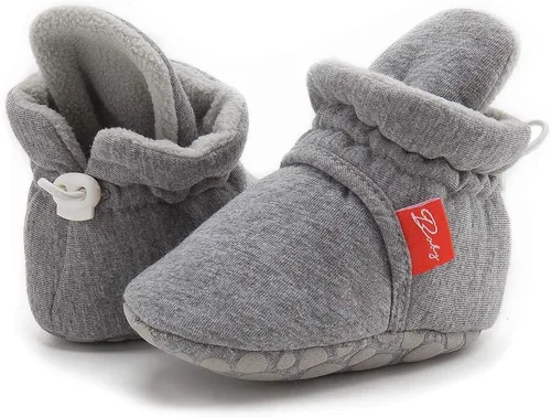 Vista 13 de Botines de forro polar para bebés, niños y niñas, pantuflas antideslizantes con agarre suave, zapatos de calcetín para recién nacidos, cuna