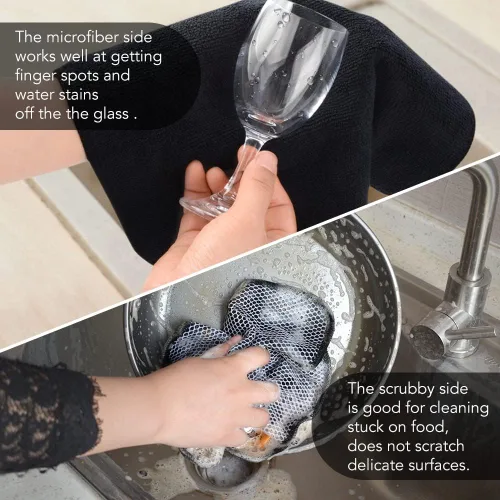 Vista 4 de KinHwa Paños de cocina para platos, paños de microfibra absorbentes de secado rápido, trapos de cocina con lado de limpieza de poliéster, ideal