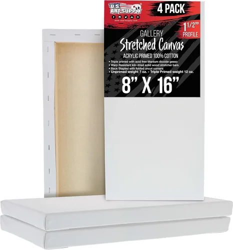 Vista 12 de U.S. Art Supply Paquete de 5 Bastidores estirados en masa para pintar 4 x 6 pulgadas de profundidad de galería, perfil de 1-1/2" - Calidad