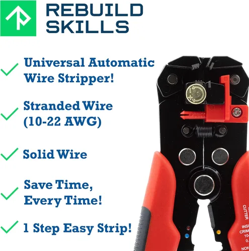 Vista 2 de Rebuild Skills Pelacables eléctricos automáticos para cable de cobre trenzado o sólido de 10-24Awg