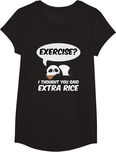 Vista 3 de ¿Ejercicio? I Thought You Said Extra Rice Panda Gift T-Shirt, Negro, S