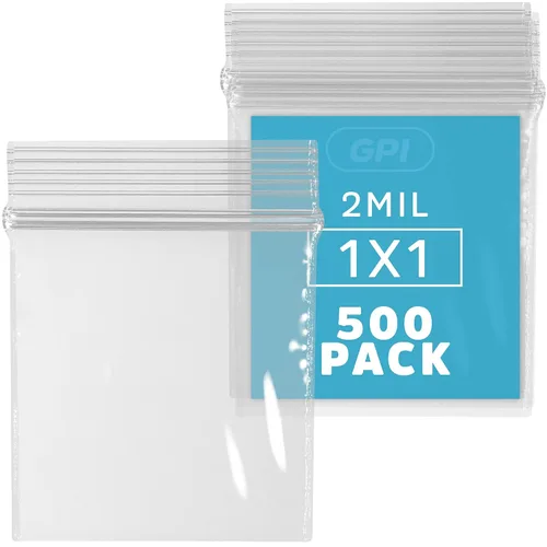 Vista 12 de GPI Paquete de 200 bolsas de plástico transparente con cremallera de 1 pulgada x 1 pulgada de grosor, bolsas de polietileno resistentes y duraderas