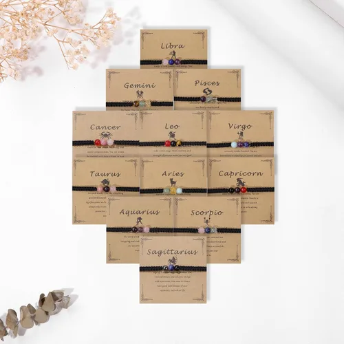 Vista 7 de GolbalJew Pulseras del zodiaco para mujer, piedra de cristal curativo, pulsera de cuentas de 0.236 pulgadas (0.236 in), regalo de cumpleaños del zodi
