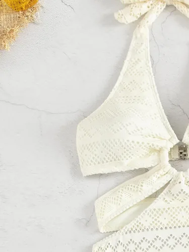 Vista 4 de Verdusa Traje de baño de 2 piezas para mujer con corte halter y parte inferior de bikini