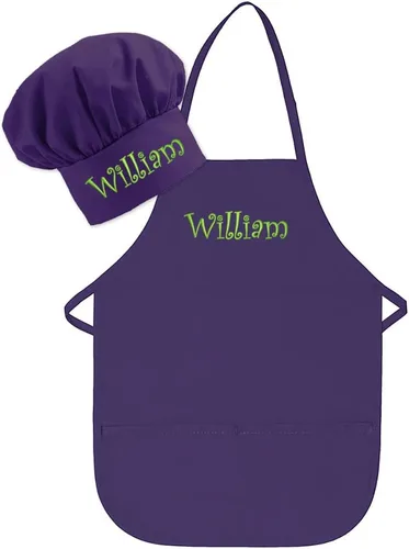 Vista 10 de Bordado personalizado fabricado en los Estados Unidos – Añade un nombre para niño delantal y sombrero – Tallas para niños pequeños y niños