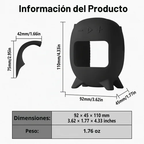 Vista 3 de Geiomoo Funda de transporte de silicona para JBL Clip 5, funda protectora portátil resistente a rayones y golpes (negro)