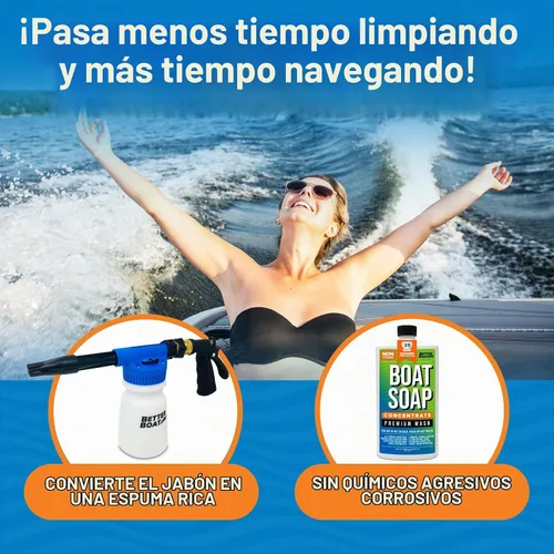 Vista 6 de Kit de limpieza de barco, jabón de lavado, pistola de espuma, esponja, paños de microfibra, limpiador marino para pontón, pesca, botes de lubina