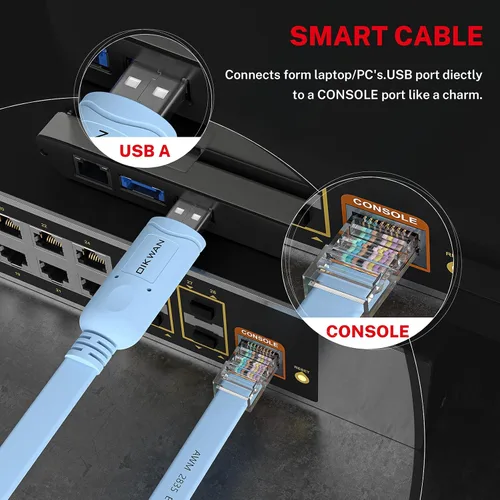 Vista 2 de Cable de consola RJ45 a USB, cable de consola, cable de consola USB con chip FT232 compatible con Cisco, HP, NETGEAR, Huawei