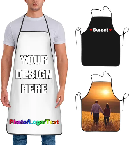 Vista 45 de Delantal de chef personalizado para hombres y mujeres, para cocinar, con nombre, logotipo, foto, regalos de cocina para familiares y amigos