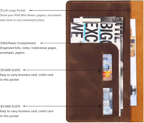 Vista 3 de Robrasim Funda de cuero para cuaderno Steno de 6 x 9 pulgadas, funda de cuero compatible con almohadillas Steno en espiral de 6 x 9, organizador