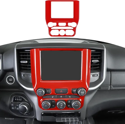 Vista 8 de RT-TCZ para RAM Azul Cubierta de Panel de Control de Aire Acondicionado para Tablero para Dodge RAM 2018 en Adelante Accesorios Interiores Azules