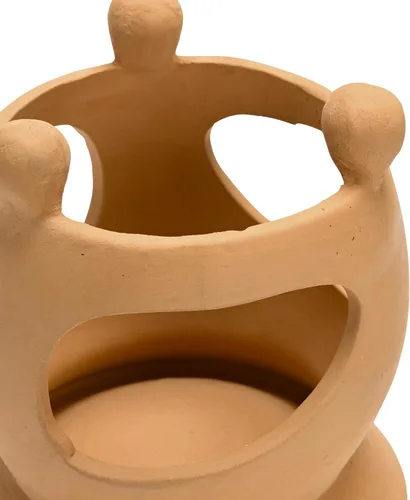 Vista 4 de Creative Co-Op Candelabro de terracota hecho a mano con círculo de figuras