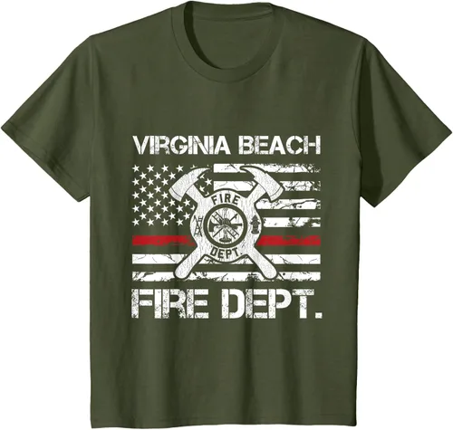 Vista 12 de Virginia Beach Virginia Fire Department - Camiseta delgada de línea roja, Negro