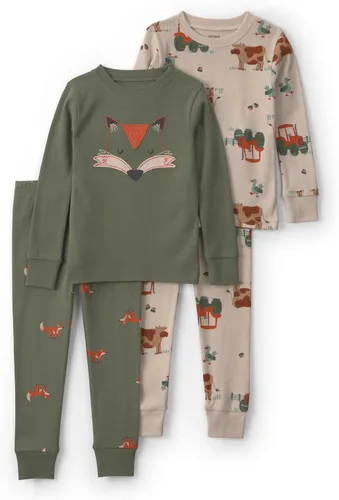 Vista 29 de Carter's Conjunto de pijama de algodón ajustado de 4 piezas para niños Perro rayado