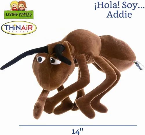 Vista 2 de Playful Minds Living Puppets - Addie the Ant - Marioneta de peluche de 14 pulgadas para niños, marioneta suave hecha a mano con boca y cabeza