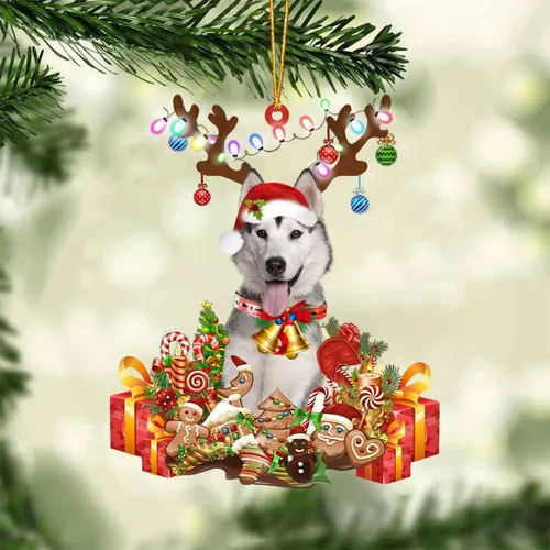 Vista 78 de Nazenti Adorno de Navidad personalizado de reno de Alaskan Malamute – Adorno de perro personalizado para amantes de las mascotas, acrílico plano