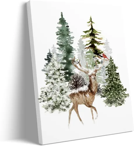 Vista 13 de Arte de pared de pueblo de invierno, encantadoras casas de pueblo cubiertas de nieve, escena nocturna acogedora, arte de pared, decoración navideña