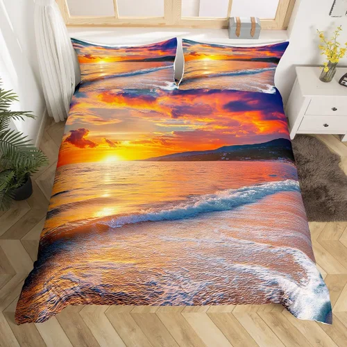Vista 14 de Erosebridal Juego de funda de edredón de ciervos alce, tamaño individual, bonita funda de edredón de oso abstracto, juego de ropa de cama de bosque