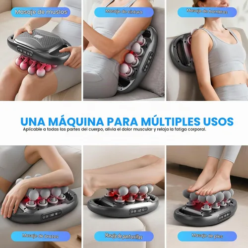 Vista 7 de Juego de pistolas de masaje de 16 cabezas, masajeador de tejido profundo con 9 modos y niveles, masajeador muscular, alivio del dolor, pistola