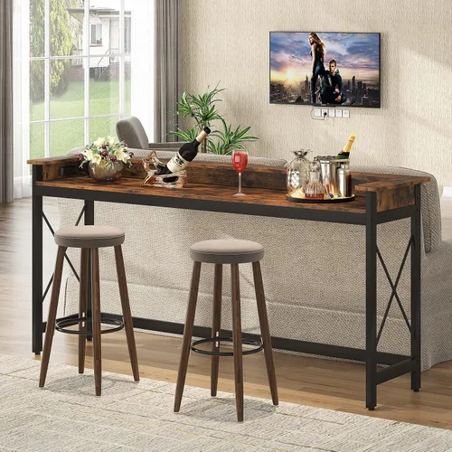 Vista 4 de Tribesigns Mesa de sofá con tomas de corriente y puertos USB, mesa consola extra larga de 70.9 pulgadas detrás del sofá con estación de carga, mesa