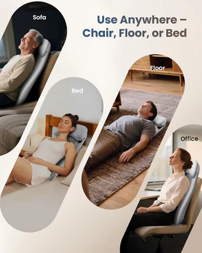 Vista 9 de COMFIER Almohadilla inalámbrica para silla de masaje con múltiples funciones, 2D/3D/Mix Shiatsu masajeador de cuello y espalda con calor, masajeador