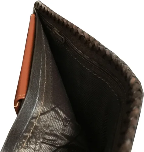 Vista 6 de D 'shark Lujo Piel De Cocodrilo Piel Bi-fold corto cartera (Marrón Oscuro)