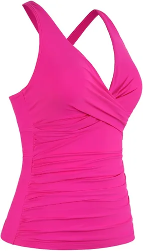 Vista 5 de Hilor Tankini con aros para mujer, con control de abdomen, sexy, cuello en V, cruzado, solo