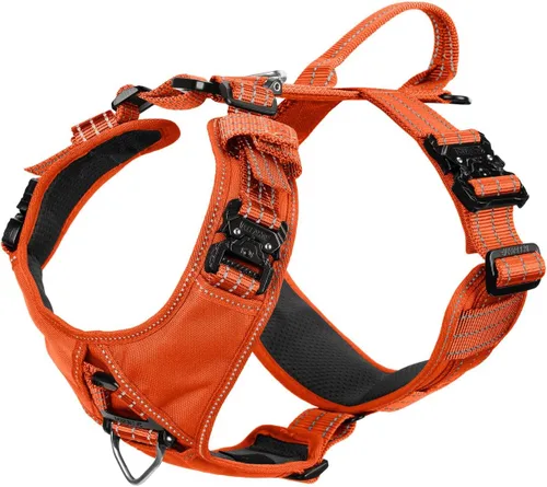 Vista 9 de ICEFANG Arnés de correa para perro con accesorios de metal, para perro de tamaño pequeño, chaleco K9, acolchado suave en forma de Y, arnés ajustable