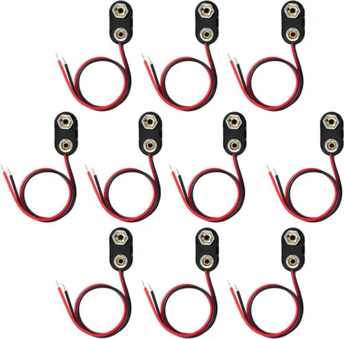 Vista 12 de CHANZON Conector de clip de batería de 9 V, soporte de carcasa de cuero tipo I y cable UL de plomo desnudo paquete de 20 piezas kit para Arduino 1)