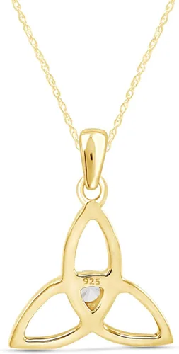 Vista 3 de AFFY Collar con colgante de nudo de Trinidad Celta en oro amarillo de 14 quilates sobre plata de ley