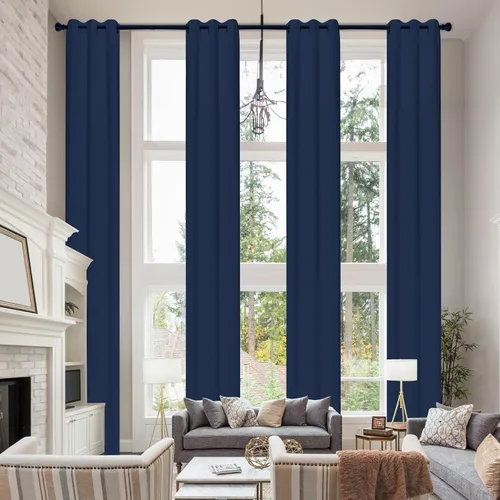 Vista 9 de Cortinas opacas extralargas con ojales, de 132 pulgadas de largo, cortinas para techos altos para sala de estar y loft (1 panel, beige, 52"x132")